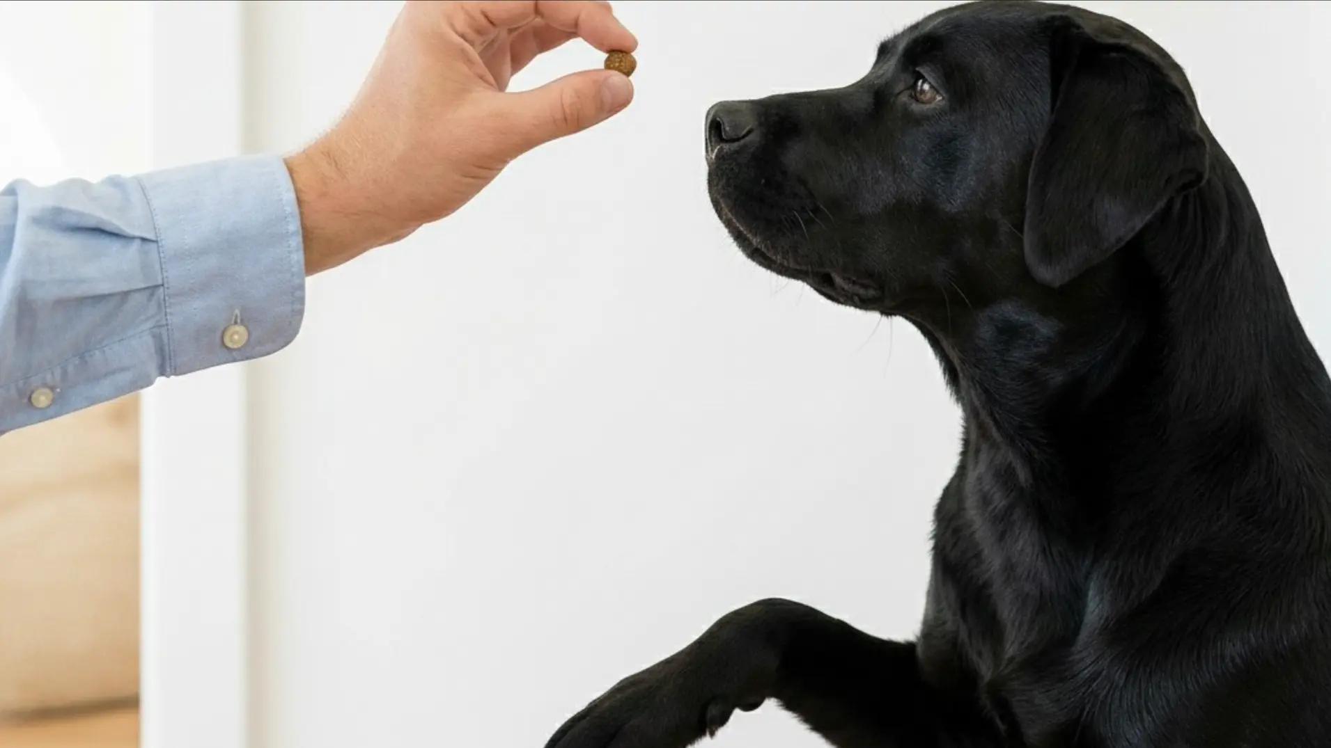 A Black Labrador Retriever getting train