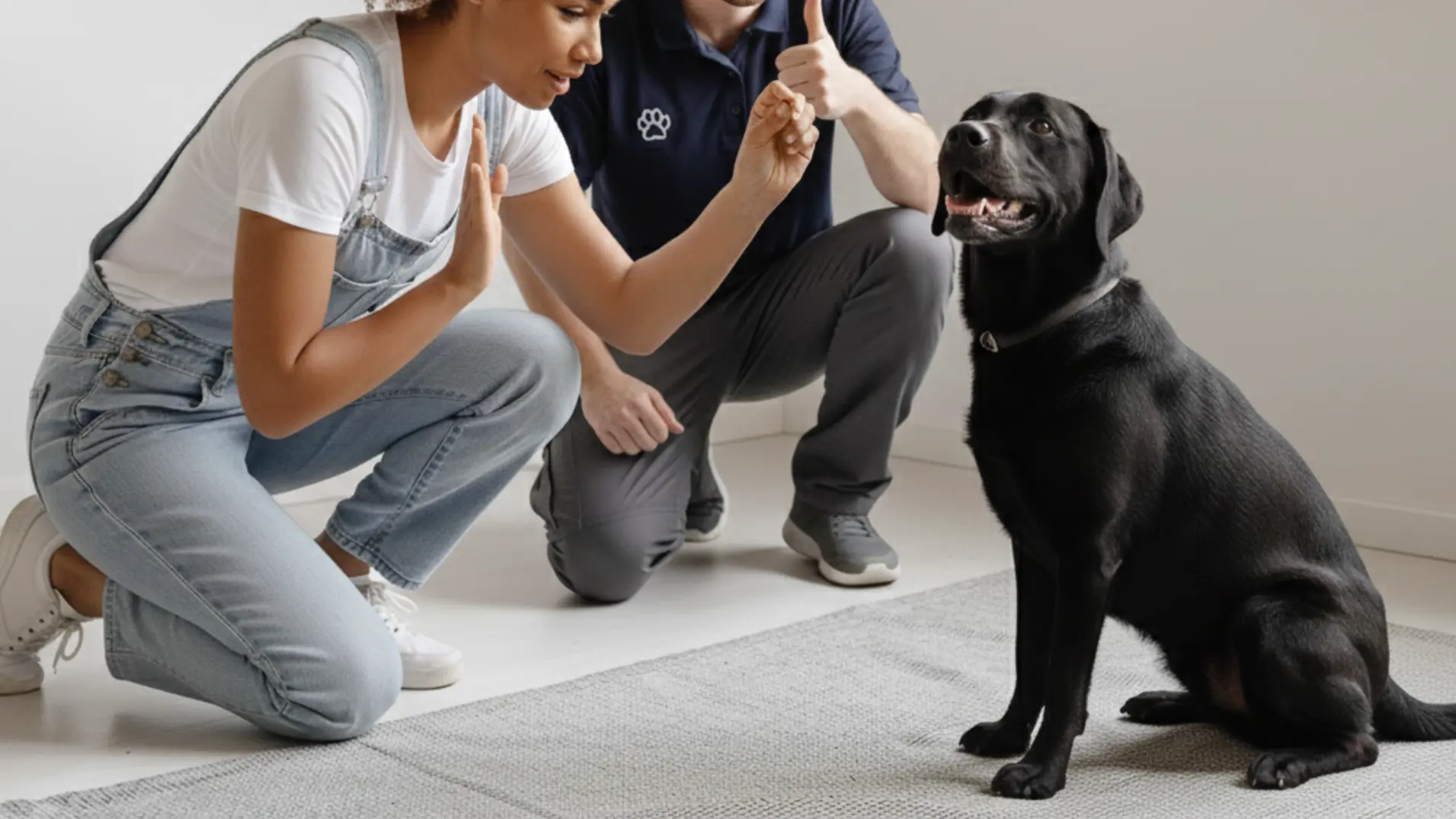 a black labrador being train